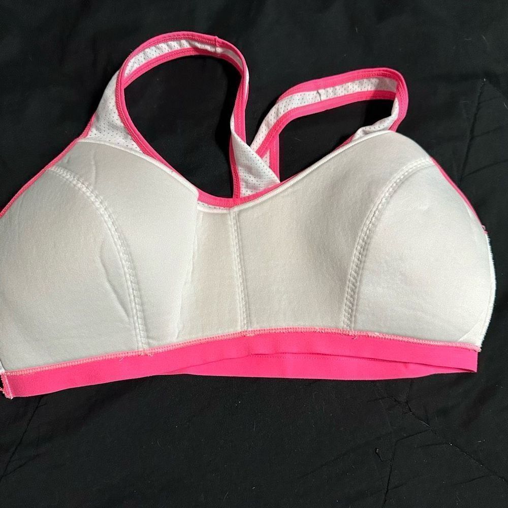 Danskin neon pink/white sports bra , padding is not removable - Picture 4 of 5